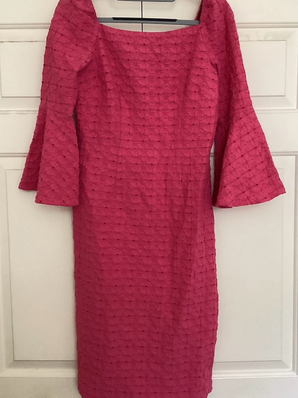 Trina Turk Favor Pink Textured Bell Sleeve Dress Size 2